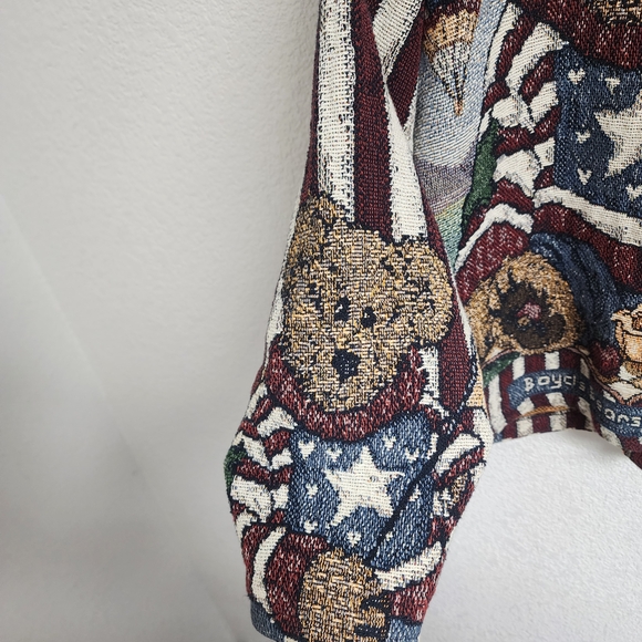 Vintage Sugar Street Weavers Boyds Bears Patriotic Jacket Size L-XL USA Damaged - Picture 13 of 16
